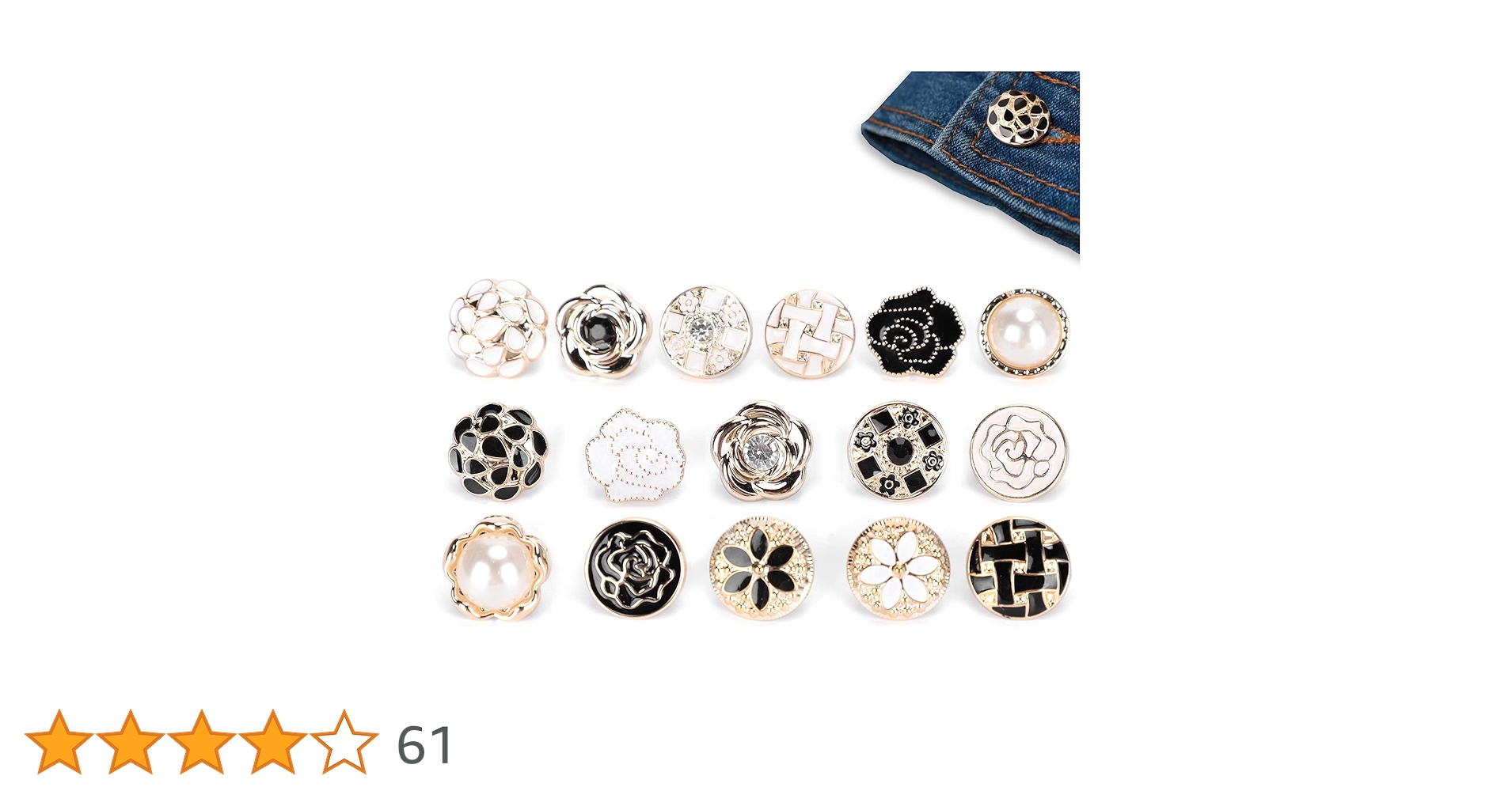 【Llife】BOTTON BROOCH Decorative Brooch Buttons: No-sew Shirt Safety Pins (8mm